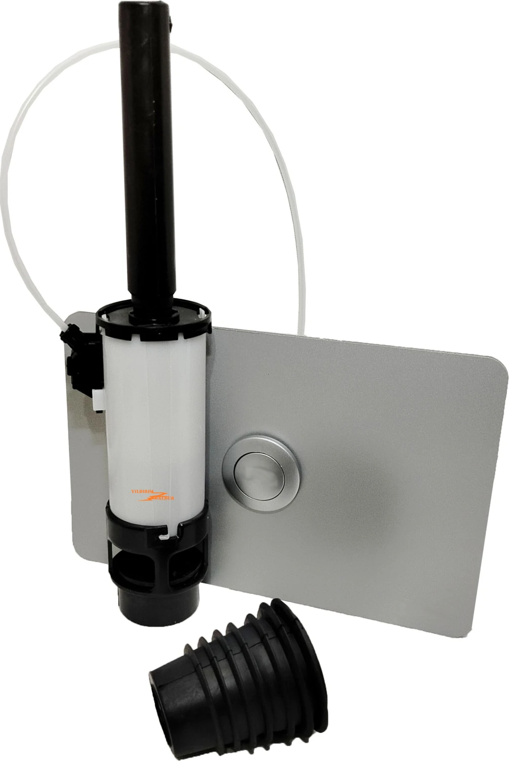 Küçük Boy Gömme Rezervuar Dönüşüm Kiti Boşaltma Buton Çevirici Set Gri Renk Boşaltma ve Buton Takımı