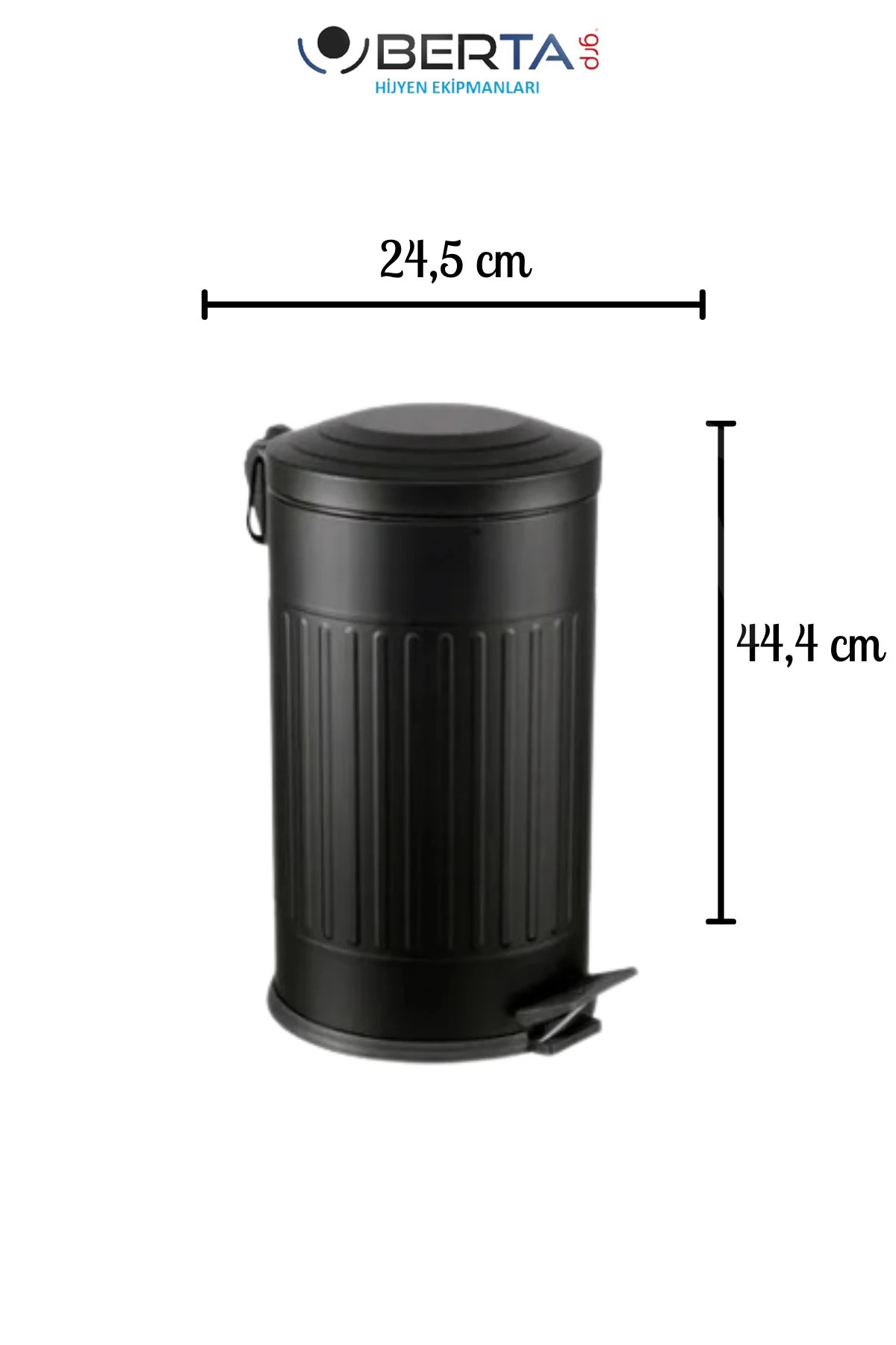 Vintage Siyah Çöp Kovası Amortisörlü Kapak Çizgili Lüks Model 16lt