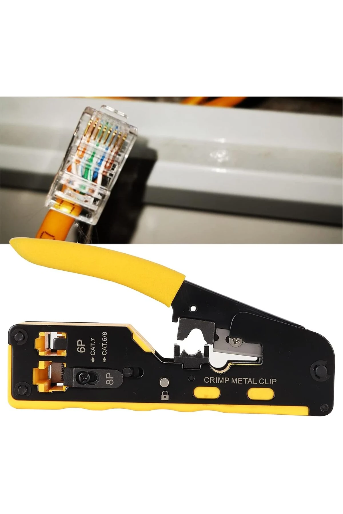 Cat5/Cat6/Cat7 Uyumlu Ağ Sıkma Pensesi RJ45 RJ11 Crimping Tool Kesme Sıyırma Sıkma 3'ü 1 Arada