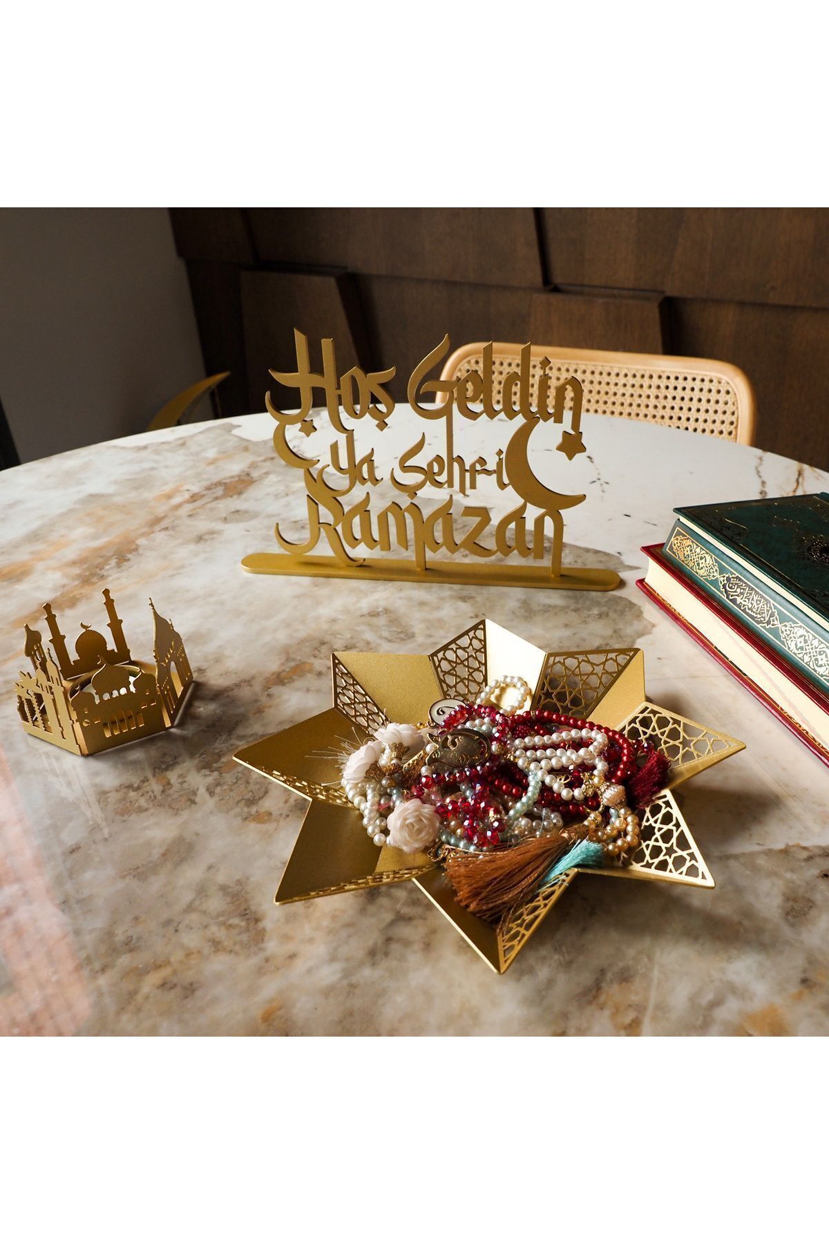 Hoş Geldin Ya Şehri Ramazan Metal Masaüstü Islami Dekor - 30x19 Cm - Ramazan Süslemeleri - Wamh129