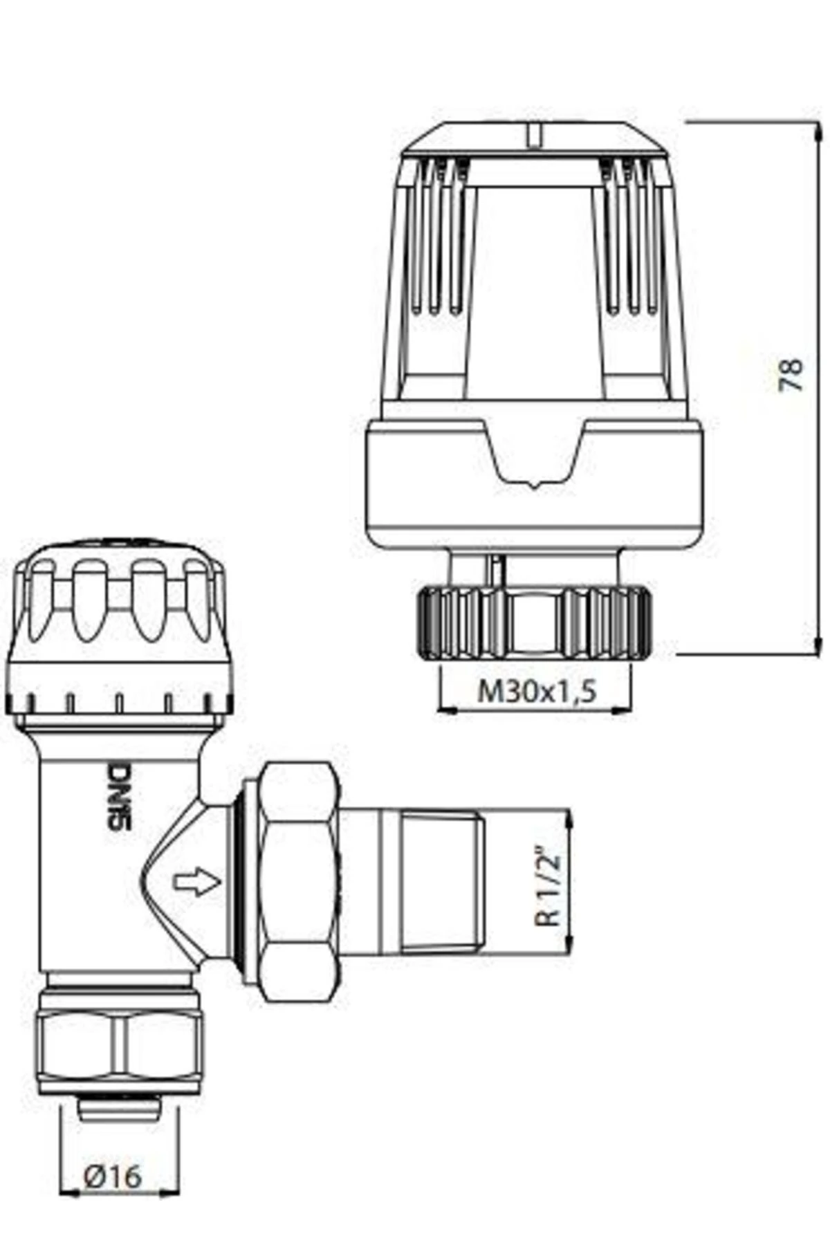 Termostatik Radyatör Valfi Köşe ( Ø 16 X 2 Mm) Trv3 602120549