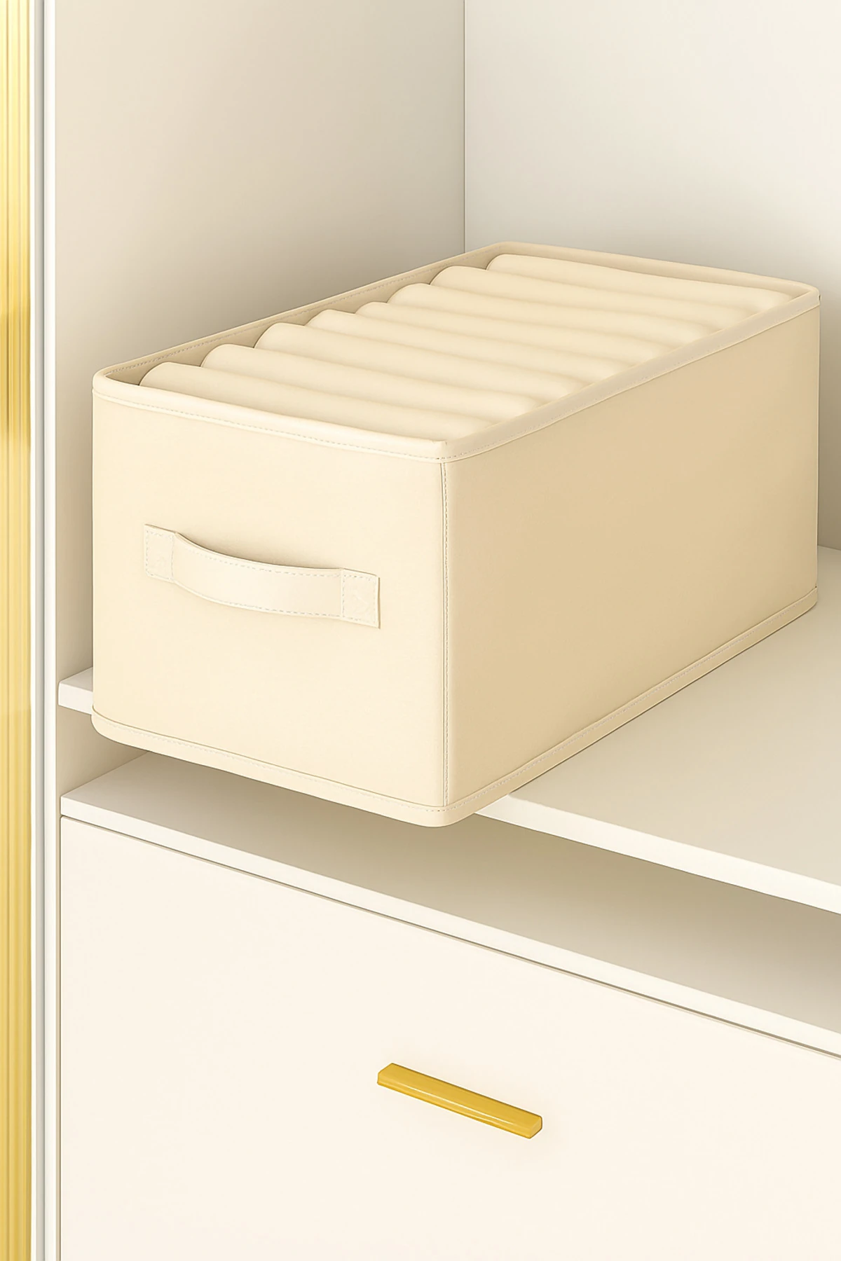 4 Adet Dolap İçi Düzenleyici, Raf Düzenleyici, Katlanabilir Kıyafet Saklama Kutusu-45cm x 25cm x 20c