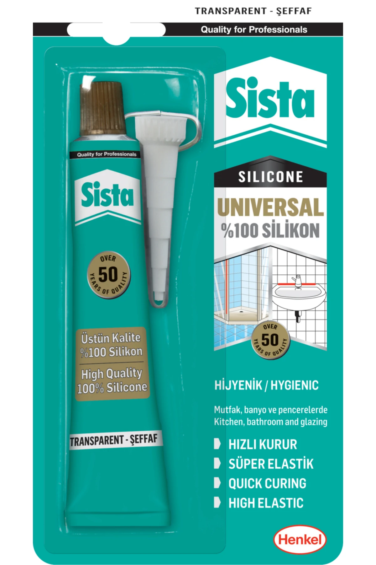 Sista Şeffaf Silikon Mastik Tüp 50 gr - Suya Dayanıklı Ve Güçlü Yapışma