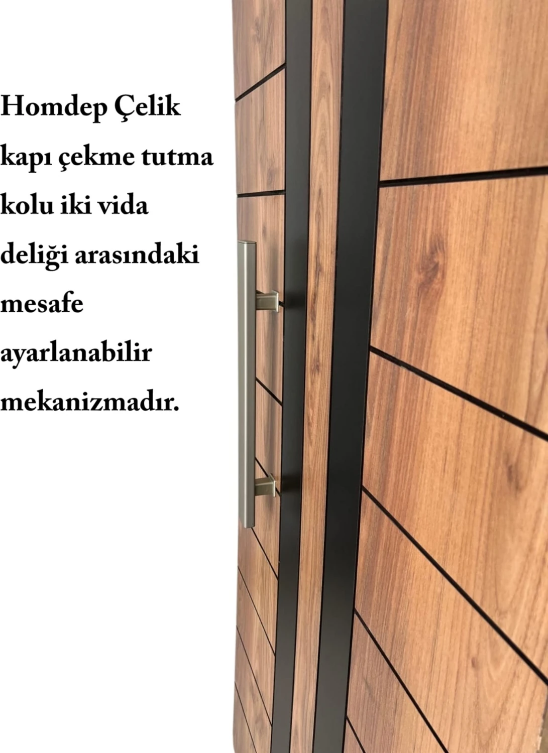 Çelik Kapı Çekme Kolu Tutma Kolu Dikdörtgen Model Renk Saten (Gümüş Gri) 40CM