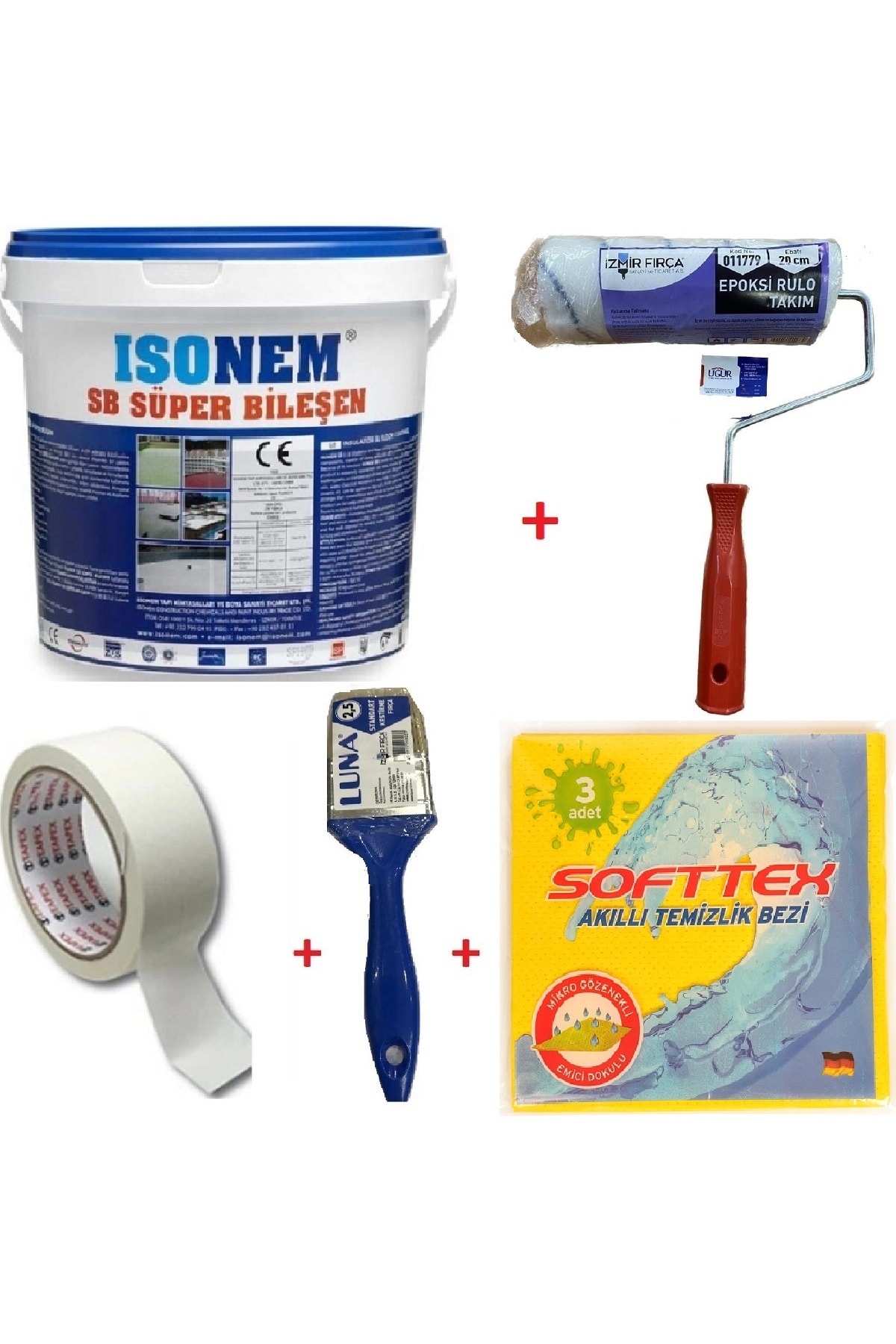 Sb Süper Bileşen Su Yalıtım Boyası + Epoksi Rulo 20 Cm + 2.5 Cm Kestirme + Band +parex Eko Paket-set