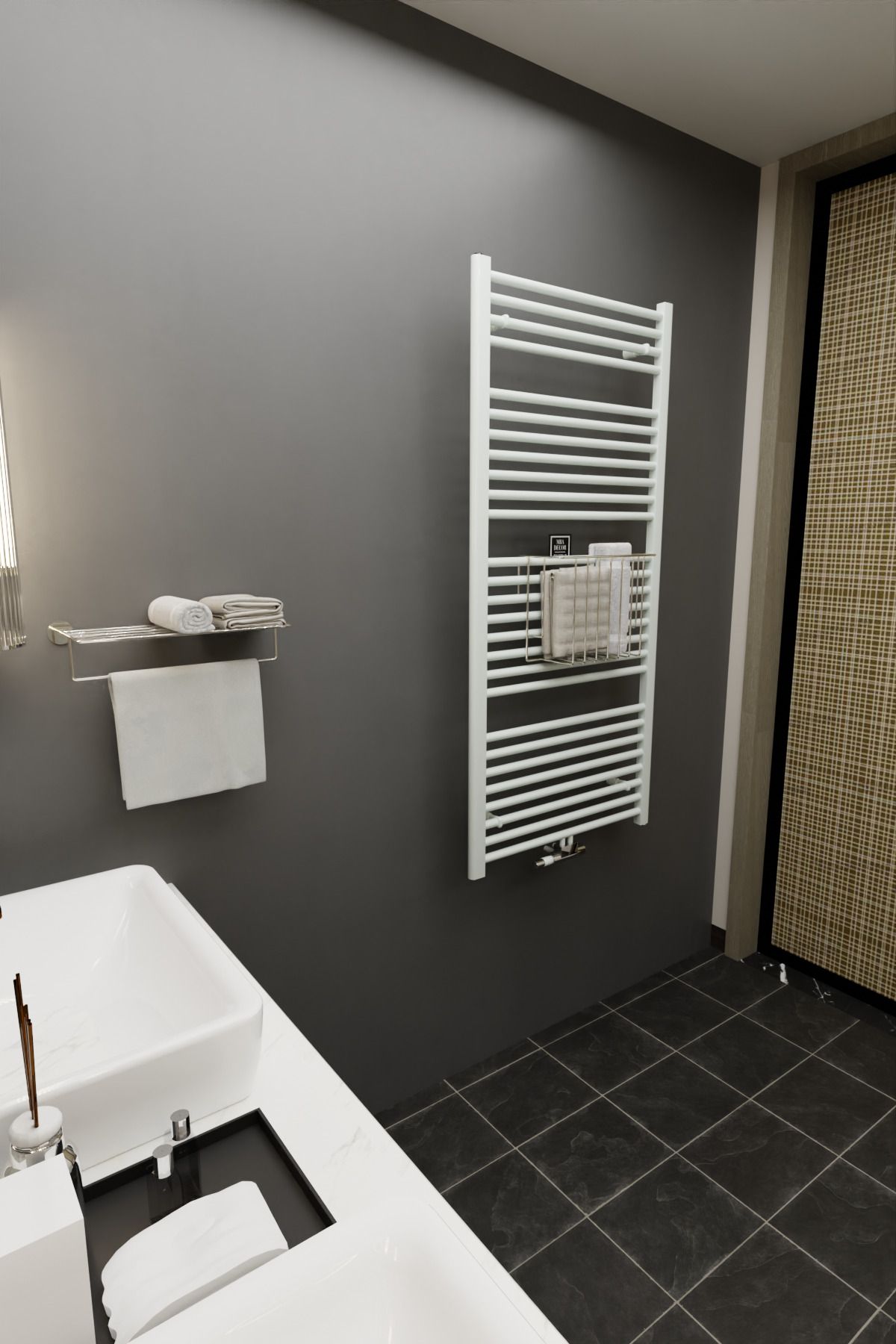 Gümüş Havlupan Düzenleyici Asılabilir Organizer Banyo Havluluk Tuvalet Kağıdı 30x28x10cm