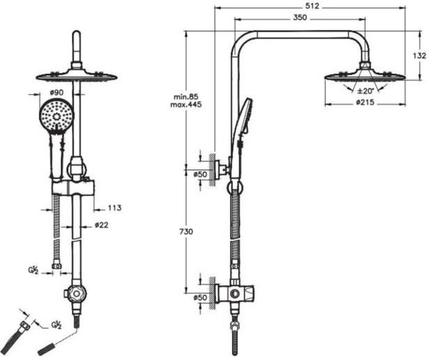 Solid S Banyo Bataryası + Kuğu Lavabo Bataryası + 3c Duş Sistemi