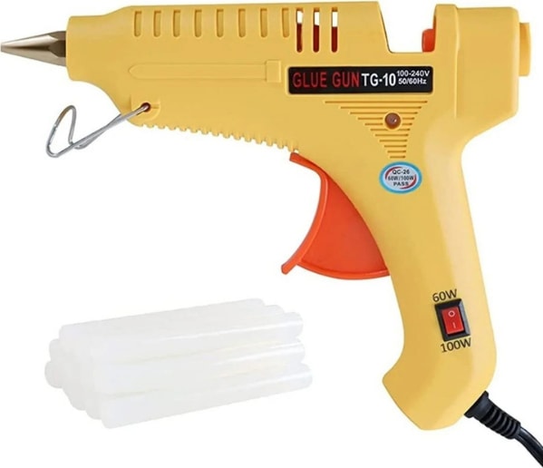 100WATT Sıcak Silikon Tabancası + 10 Adet 30CM Çubuk Silikon Eritme Tabanca Şeffaf Mum Yapıştırıcı