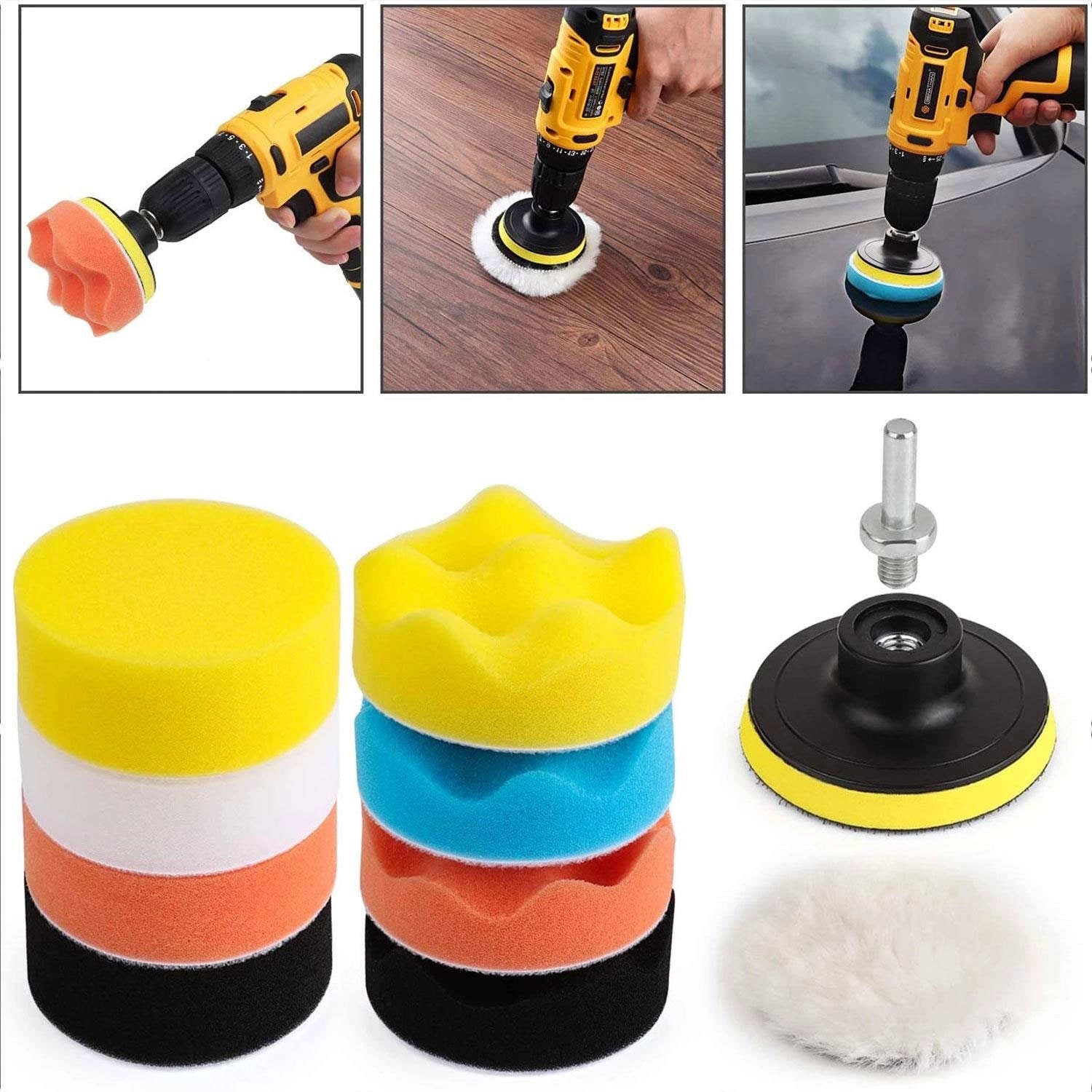 Pasta Cila Polisaj Süngeri Pedi Seti 115 mm Otomotiv Parlatıcı 11 Parça