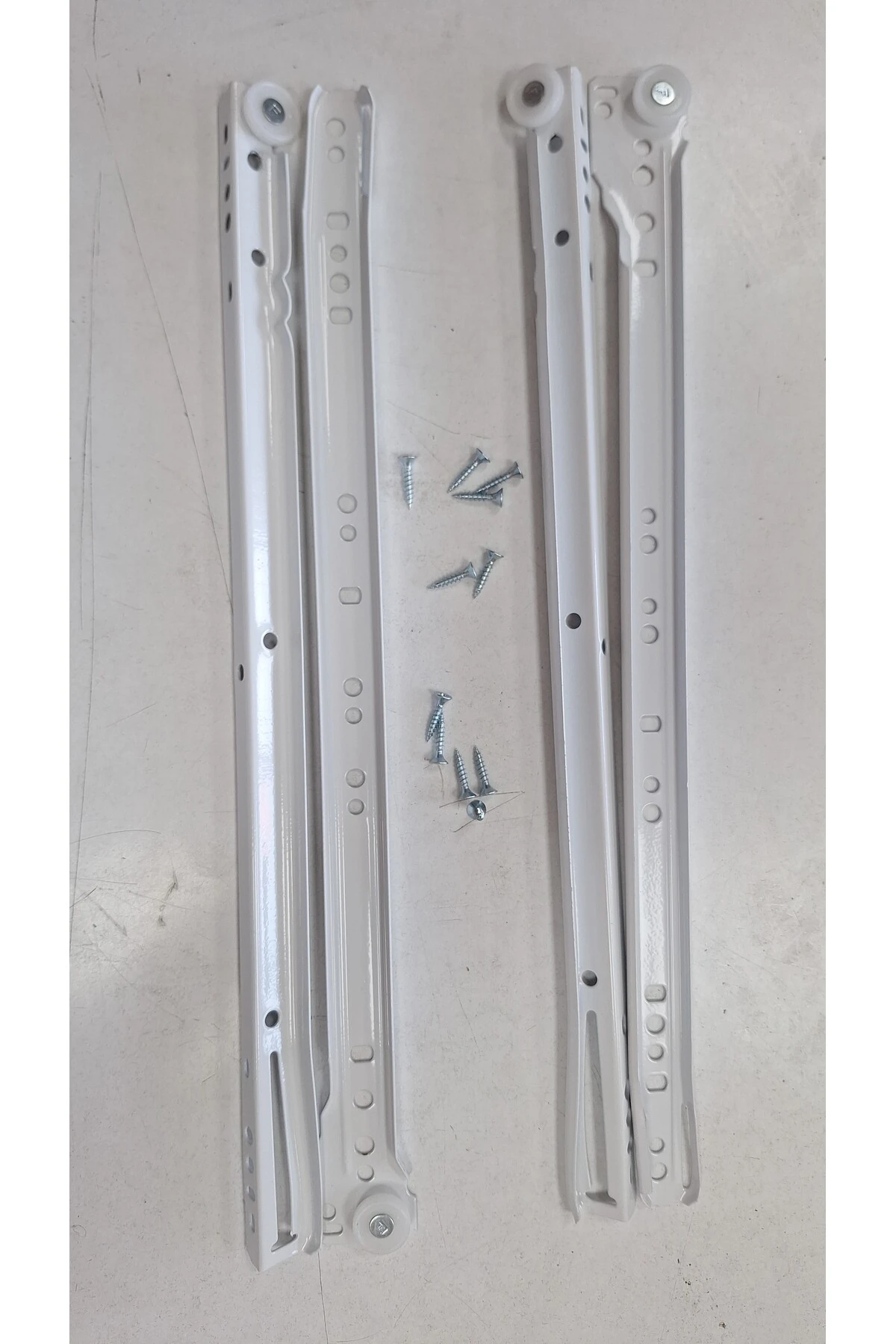 GENEL MARKALAR Klasik Kızaklı Dolap Çekmece Rayı Beyaz 40 Cm (VİDA DAHİL ) - 2 ADET FİYATIDIR