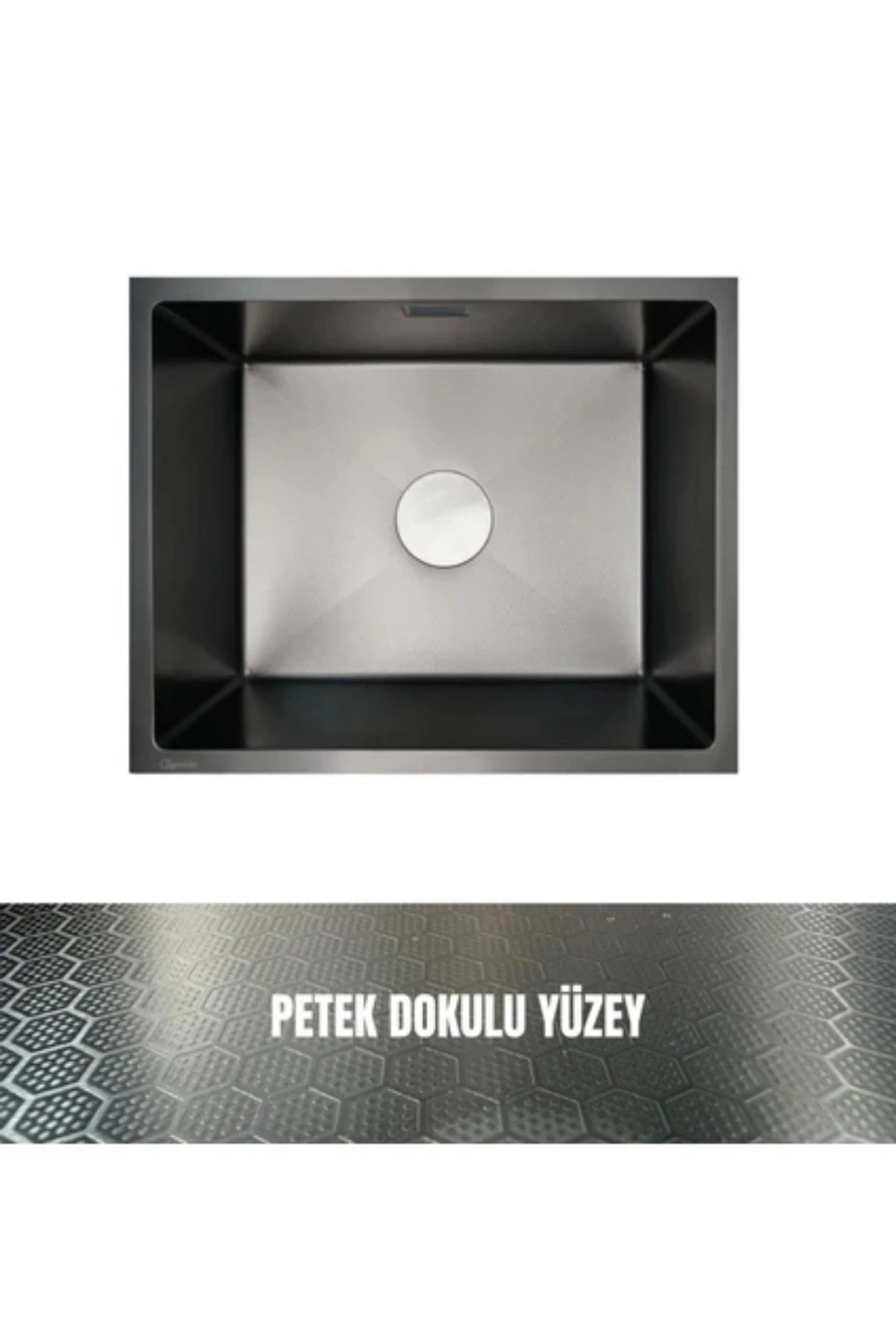 GL General Petek Desenli Füme Paslanmaz Çelik Evye – Tek Hazneli, 40x50 cm