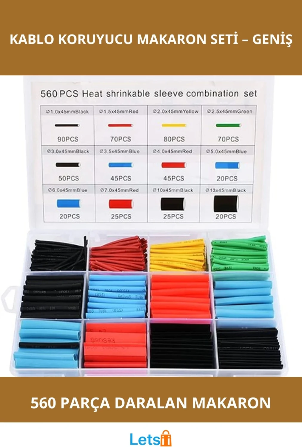 560 Parça Daralan Kablo Koruyucu Makaron Isı Yalıtım Malzemesi