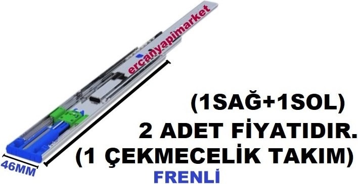 Minnes Ray 46 mm x 35 cm Frenli Teleskopik Çekmece Rayı