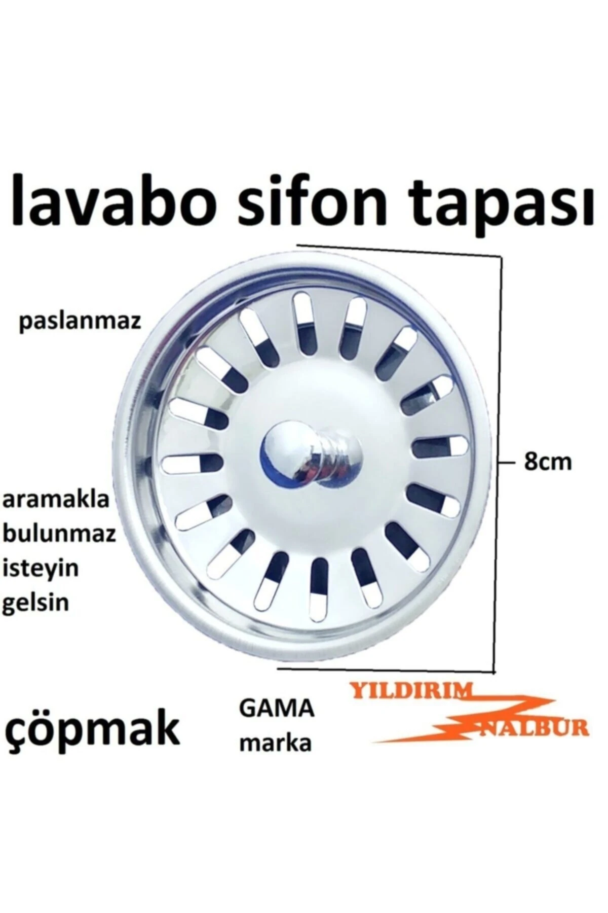 Çöpmak Büyük Kafa Izgara Tapası Lavabo Sifonu Pislik Tutucu Çöpmak Lavabo Gider Izgarası Contalı