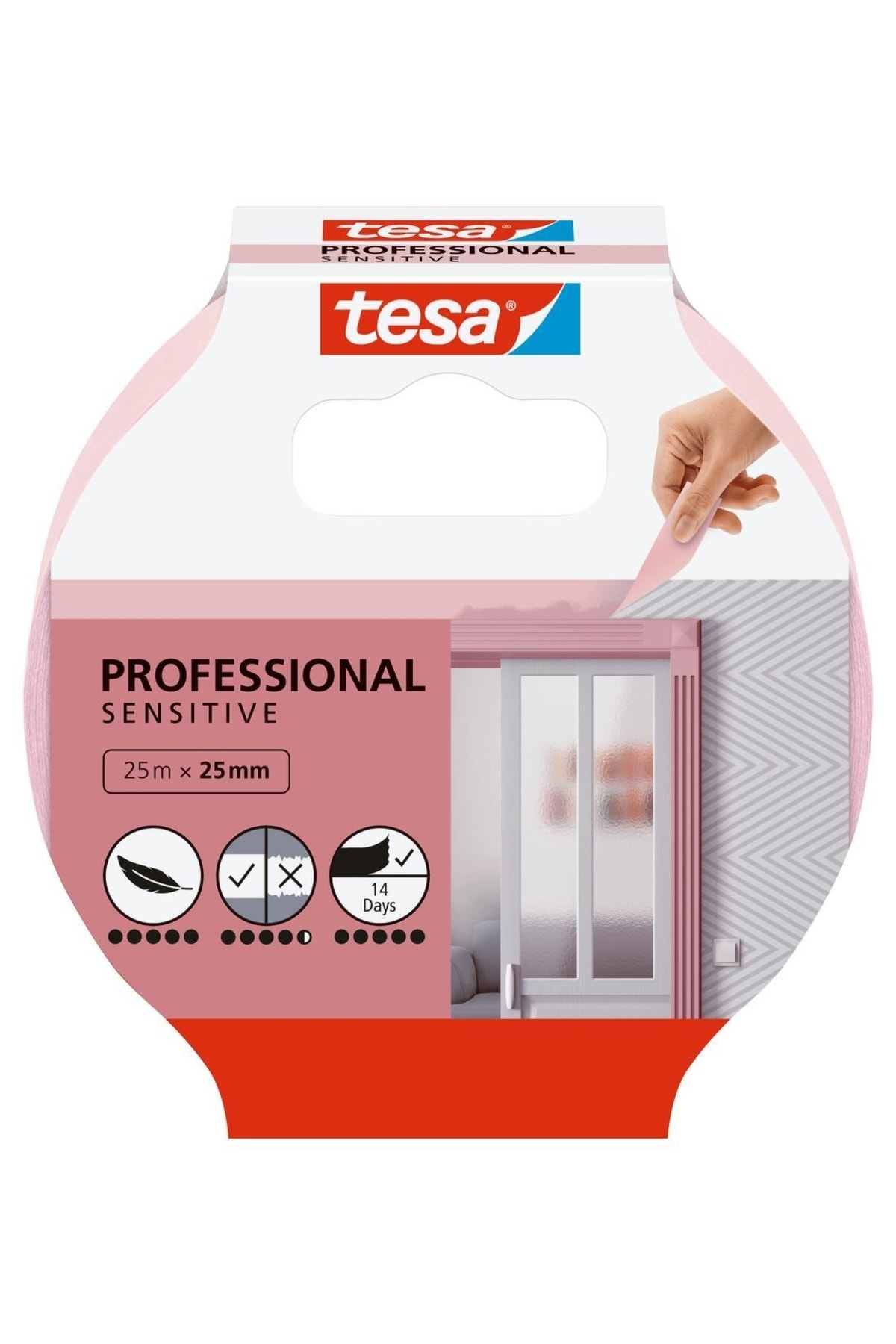 TESA Profesyonel Maskeleme Bandı, Hassas Yüzeyler Için, Keskin Kenar Boya Bandı, 25mx25mm