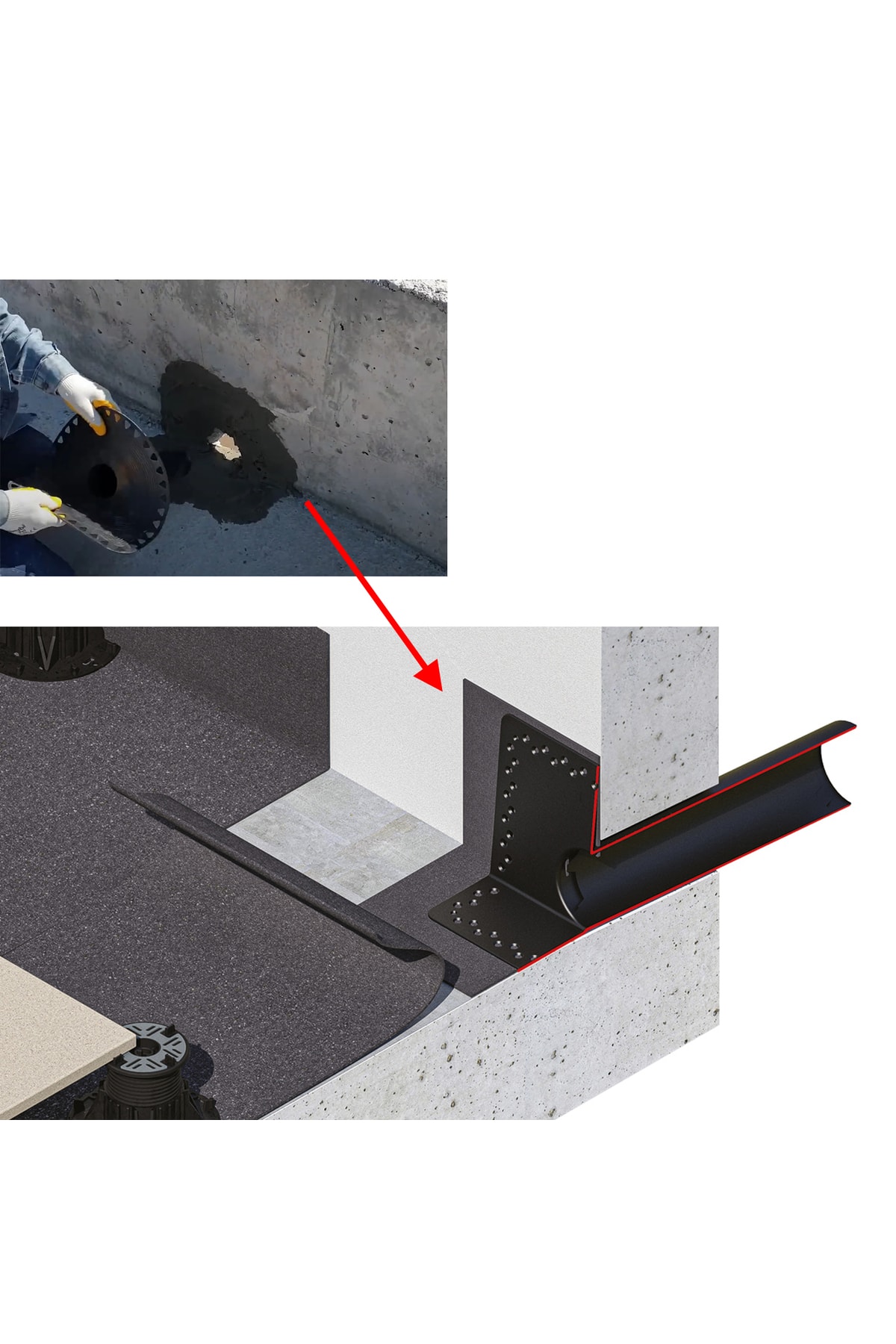 Parapet Dik İniş ( 70'lik ) Direnaj Hünisi Çatı Balkon Yağmur Su Tahliye Gider Borusu Oluk Adaptörü