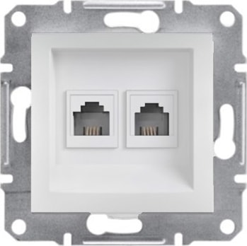 EPH4270121 Asfora Beyaz Çerçevesiz 2XRJ11 4 Kontak Telefon Prizi