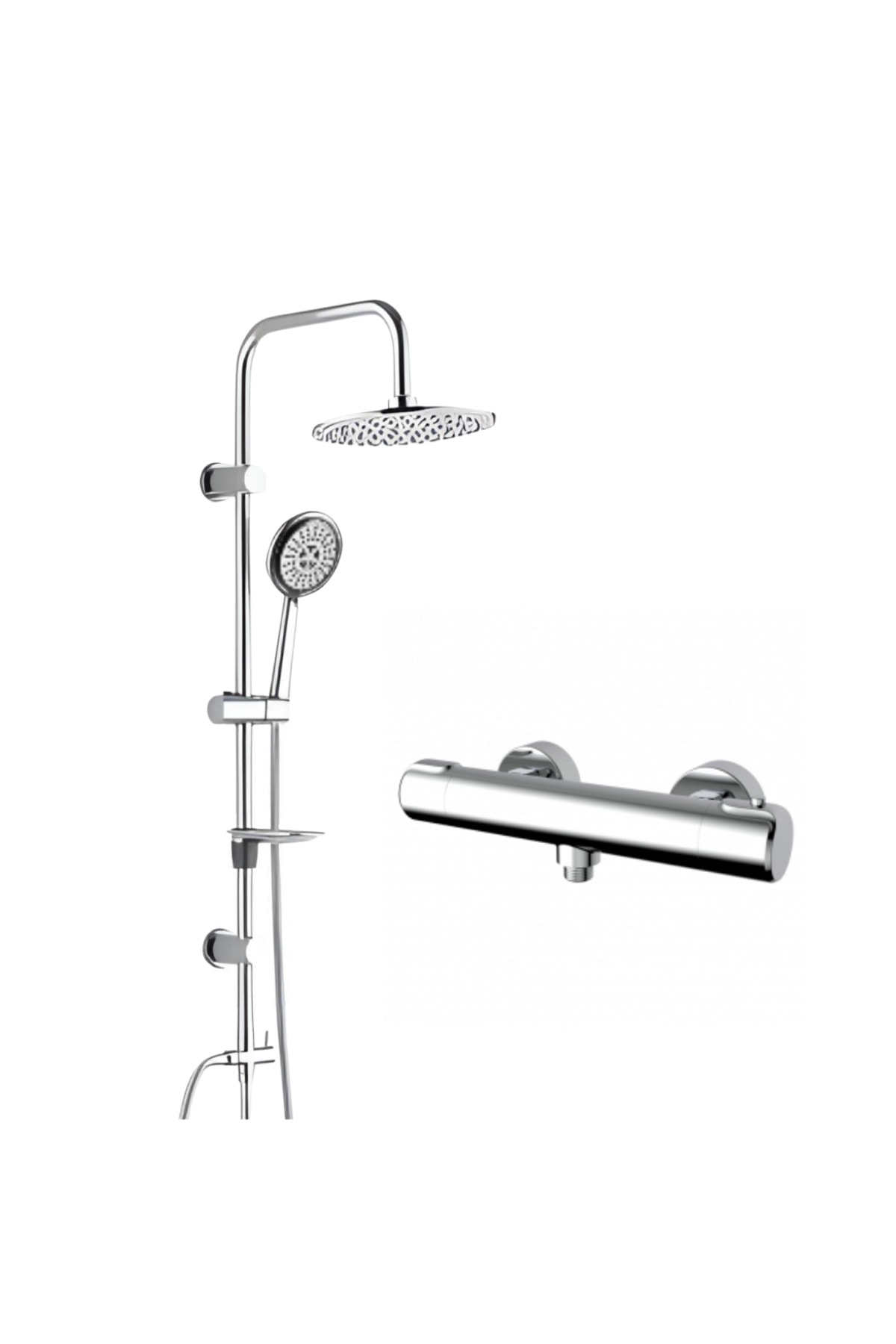 Termostatik Bataryalı Duş Sistemi Seti, Krom - ARKHEV0007