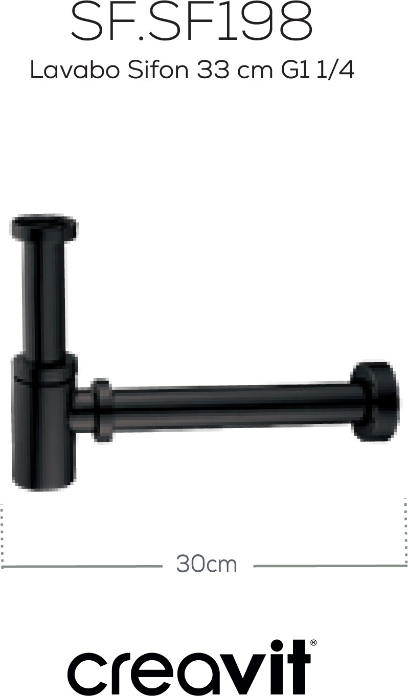 Lavabo Sifon 33 cm G1 1/4 Mat Siyah