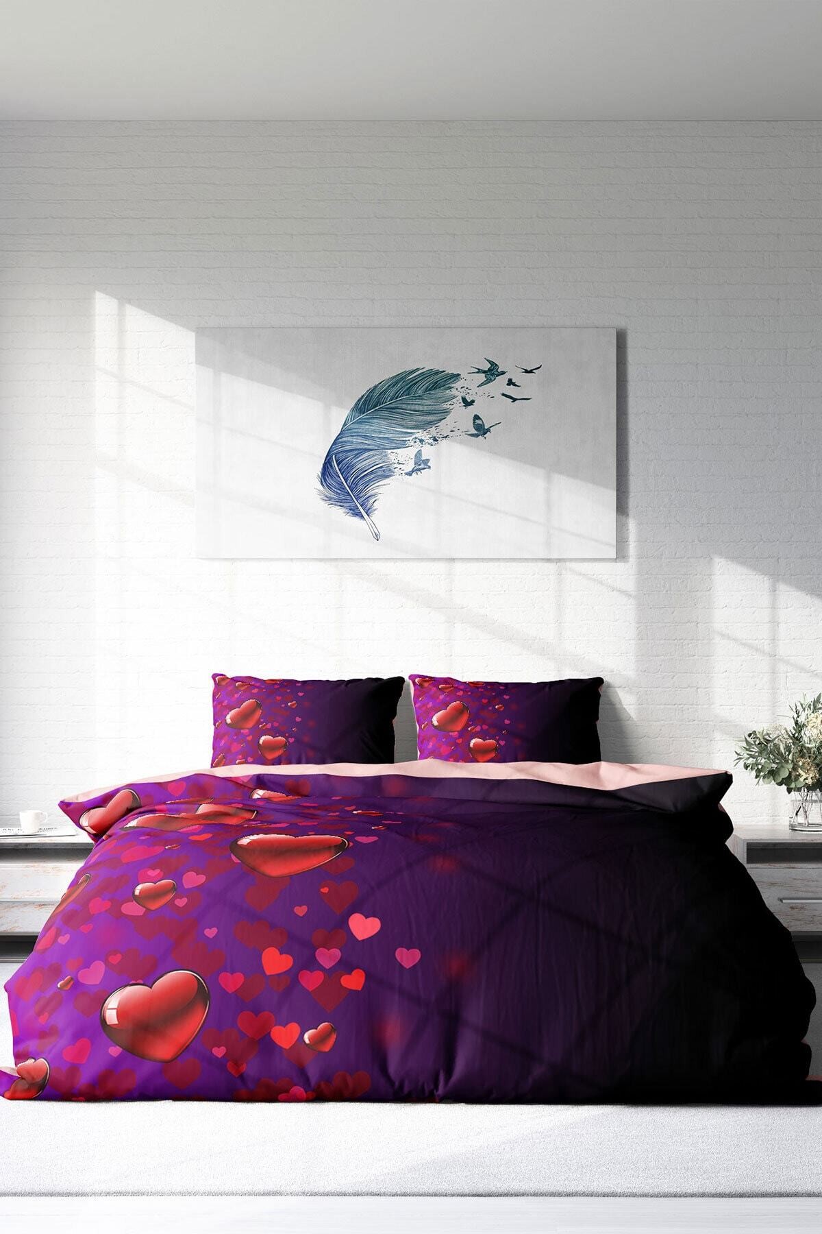 Kıng Sıze Sevgililer Günü V 3d Çift Kişilik Nevresim Takımı 220x240cm