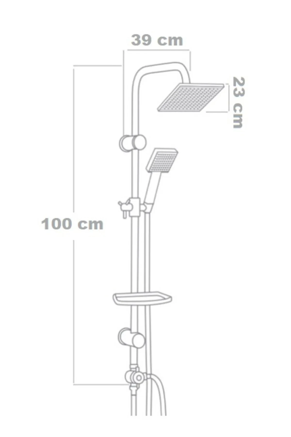 Siyah Robot Kare Duş Sistemi Çok Fonksiyonlu Yağmurlama Duş Seti