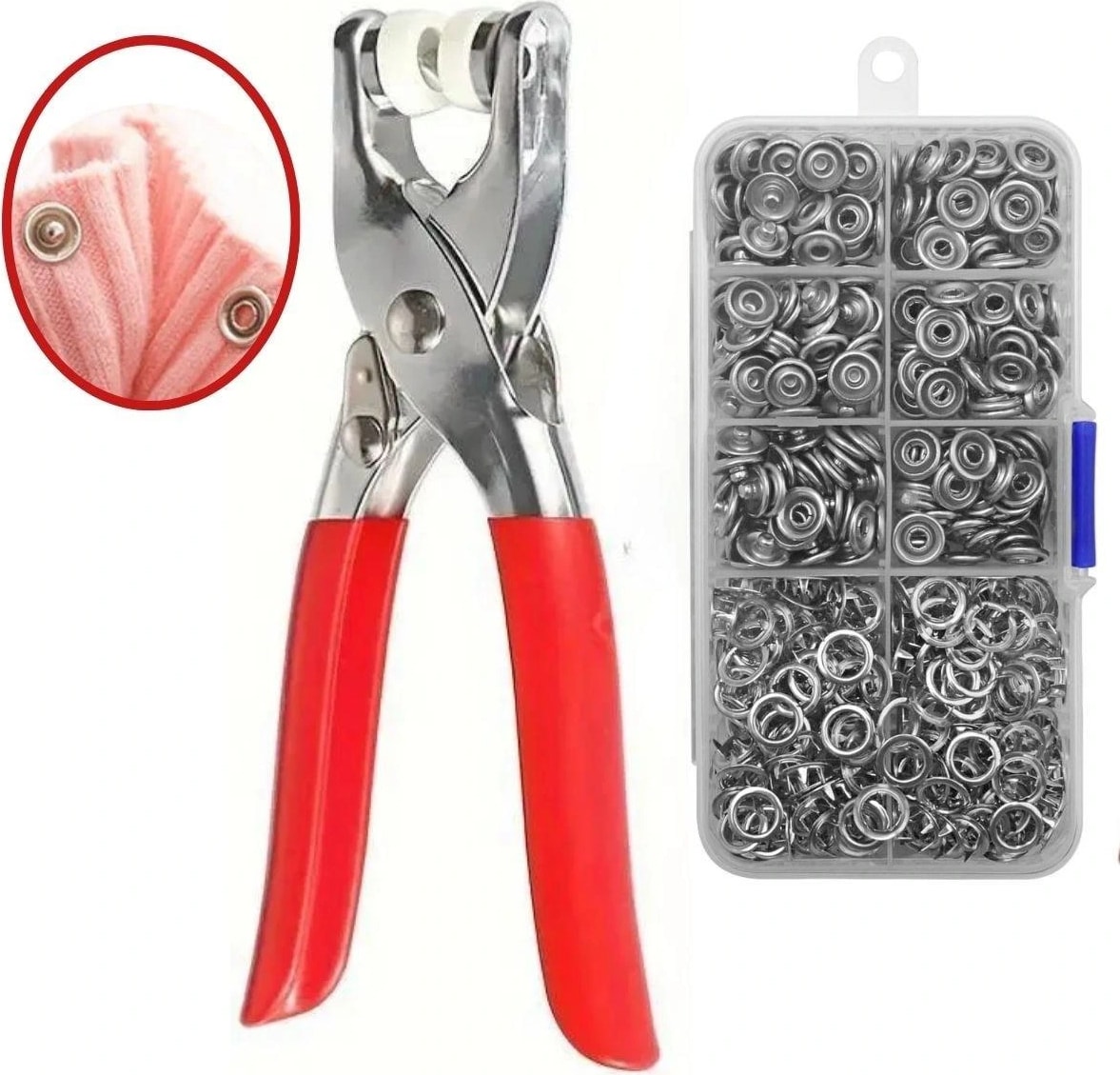 200 Adet Paslanmaz Çelik Çıtçıt ve Pense Seti Metal Çıt Çıt Makinesi (5047)