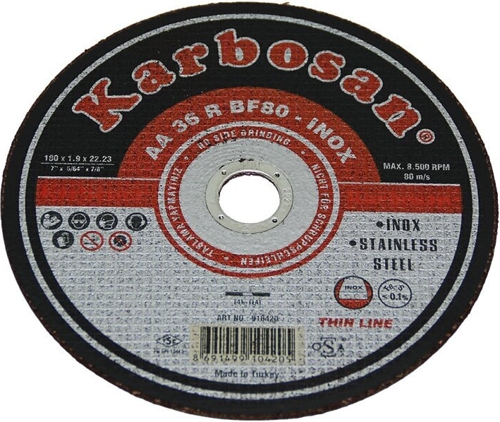 KARBOSAN Go İthalat Inox Metal Kesici Disk 180 mm x 1.9X22 (3791)
