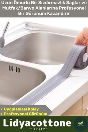 OZKUVVET Bant 3.2m Ekstra Güçlü Su Geçirmez Sızdırmaz Dayanıklı Yalıtım Tamir Küf Önleyici Gri