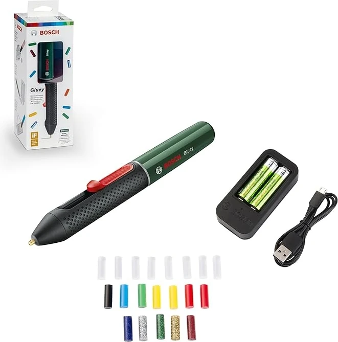 Home And Garden Gluey Akülü Tutkal Tabancası, Evergreen (20 Tutkal Çubuğu, Yeşil, Karton Kutu)