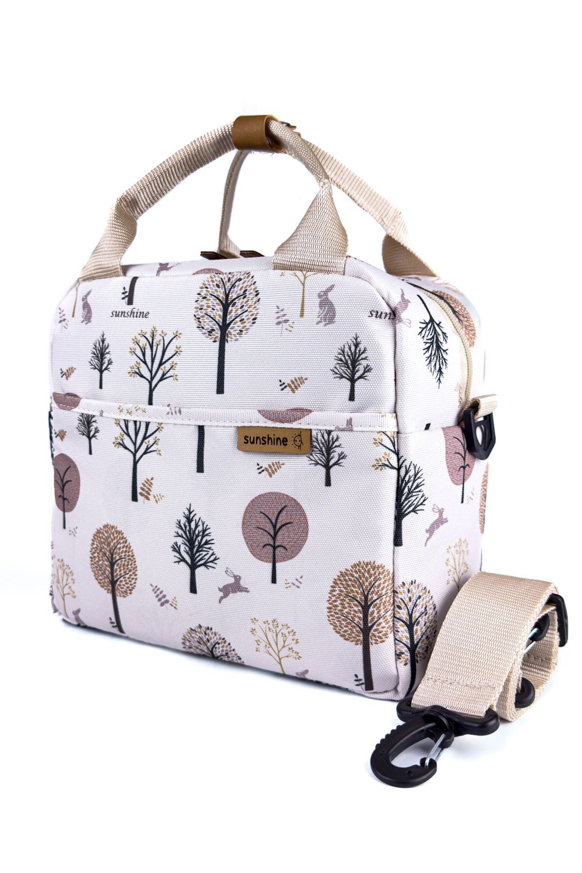 Ağaç Desen Termal Isı Izolasyonlu Ek Gıda Yemek Taşıma Beslenme Omuz Çantası