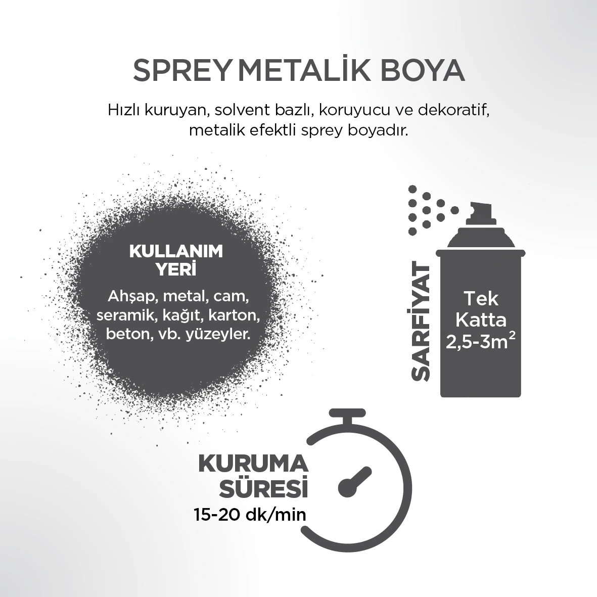 Metalik Gümüş Sprey Boya 400 ml