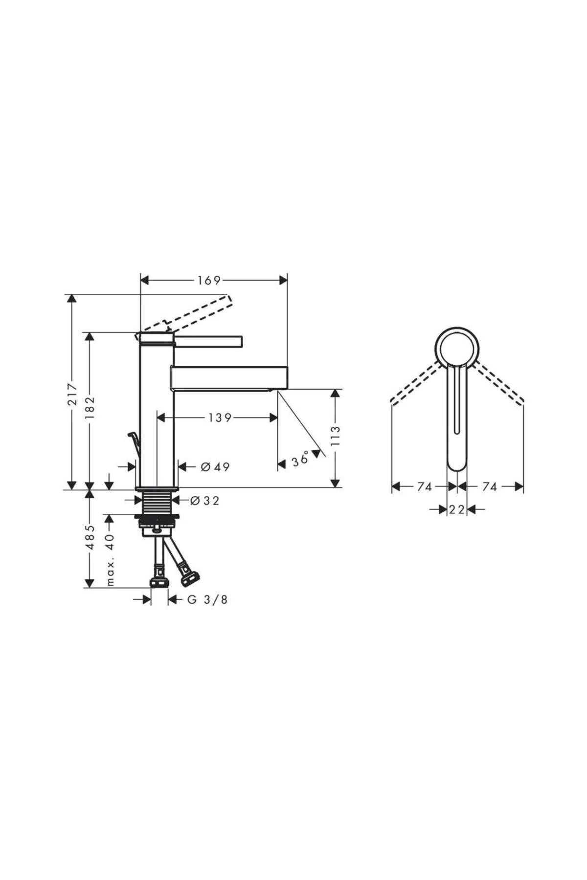 Finoris Lavabo Bataryası 110 Sifon Kumandalı Satin Siyah 76020670