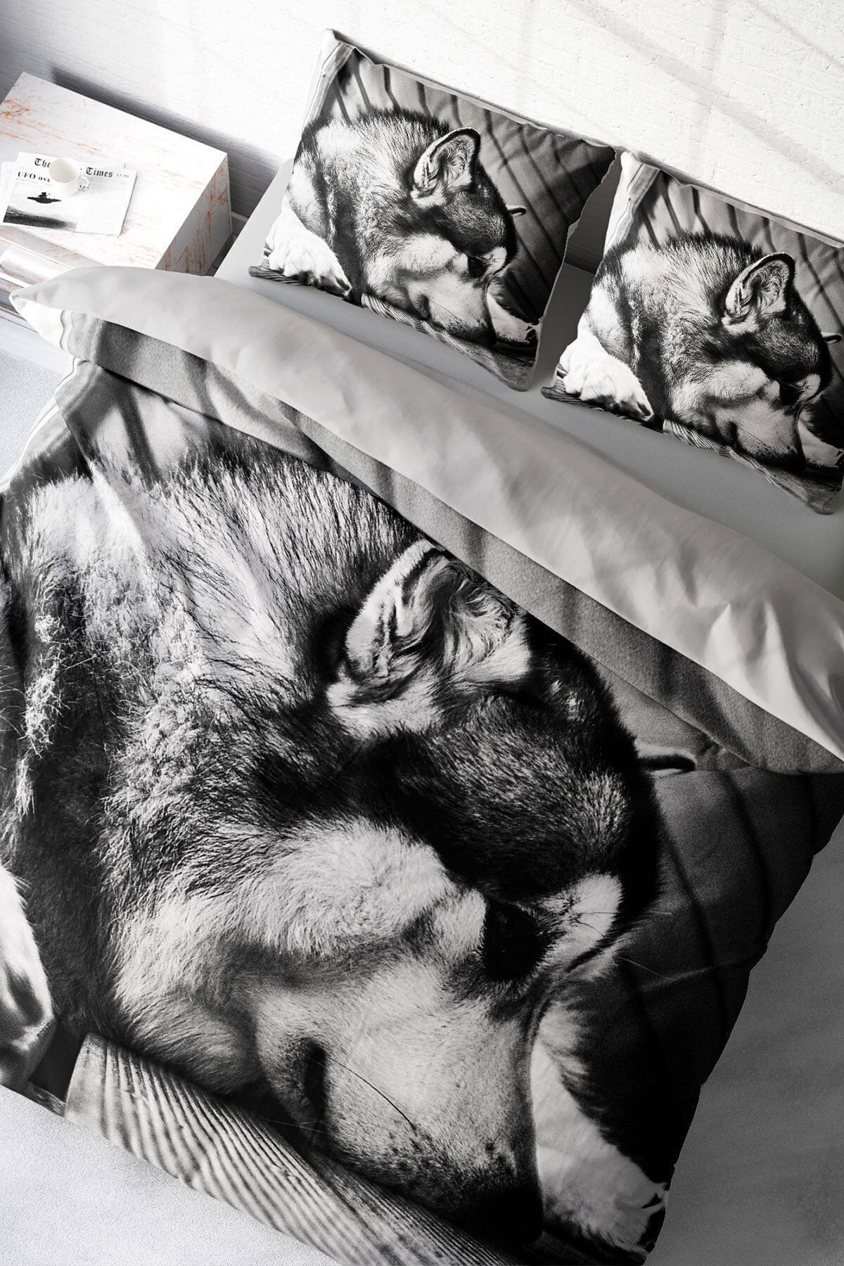 Nevresim Takımı %100 Doğal Pamuk Çift Kişilik 3d Digital Wolfie