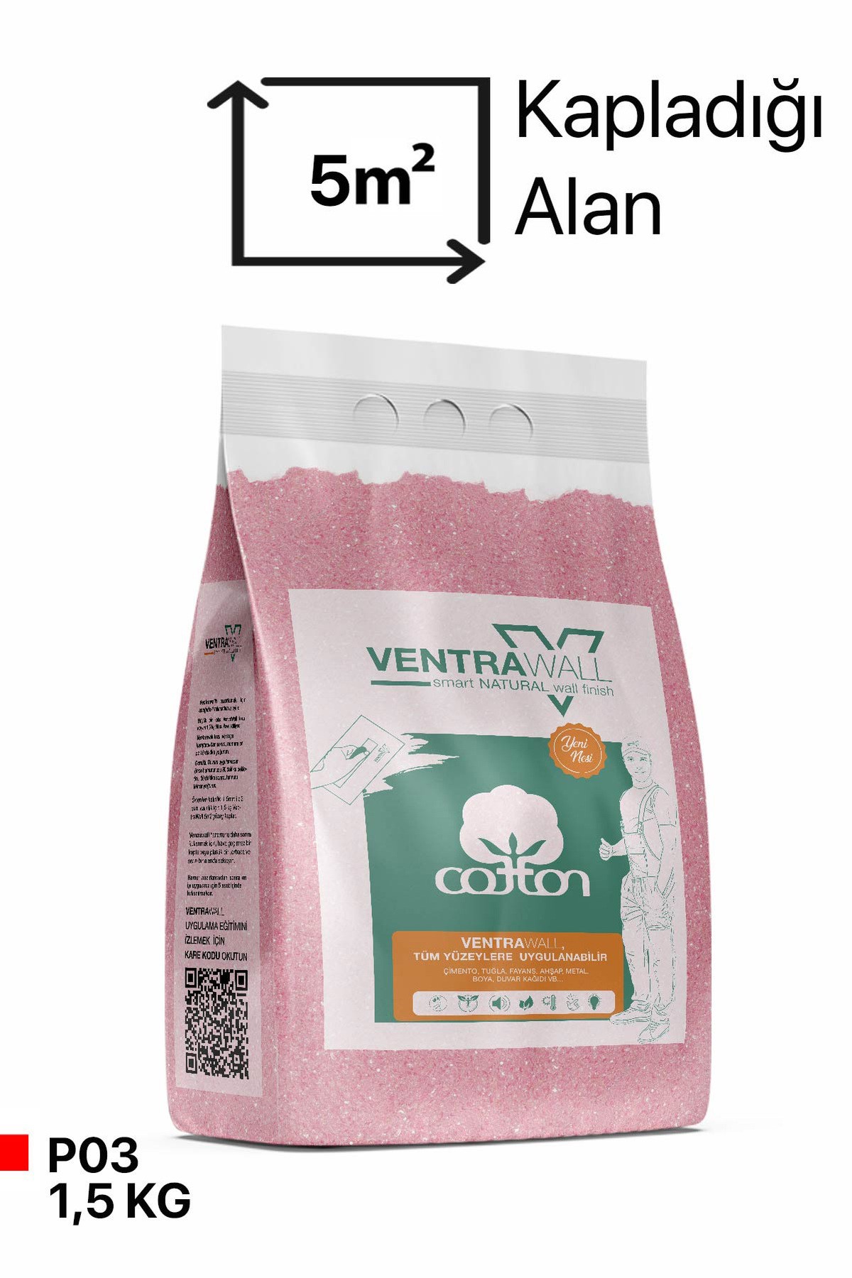 Isı Ve Ses Yalıtımlı Sürülen Duvar Kağıdı | Kendinden Yapışkanlı | Pembe |p03 - 1.5 Kg |5m²