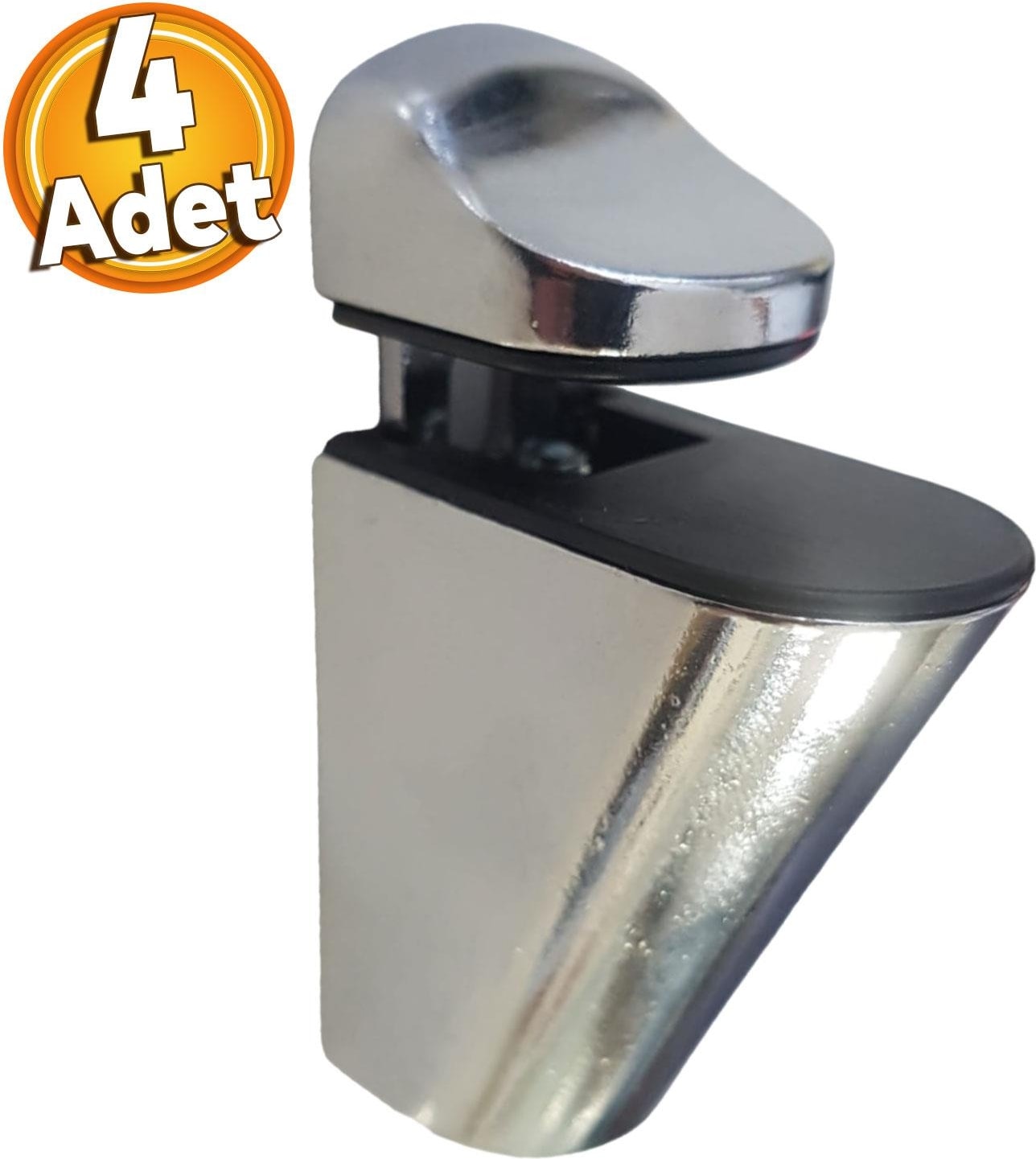Pelikan Ayarlanabilir Etajer Cam Tutucu Ahşap Raf Tutucu Cam Etejeri Metal Vidalı Krom (4 Adet)