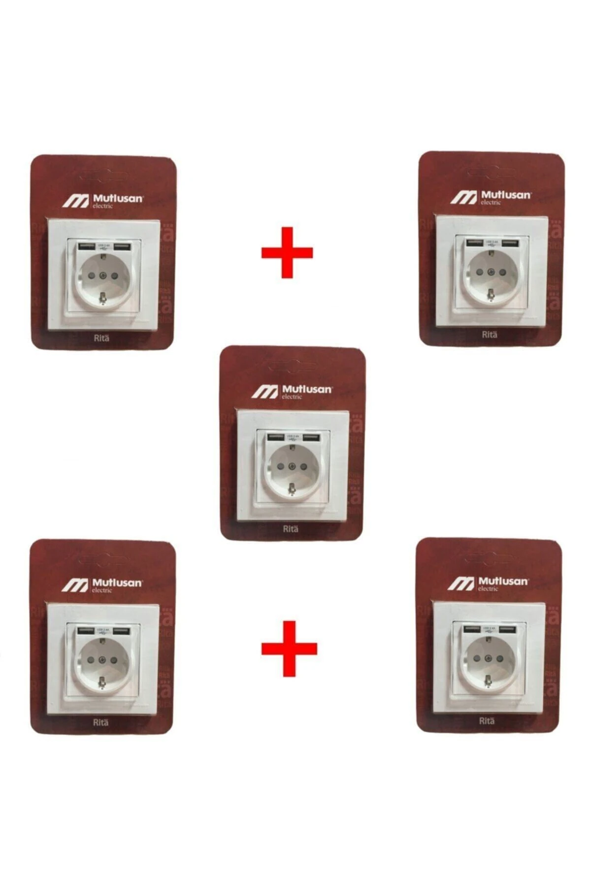 Rita 2'li Usb Ve Topraklı Priz (2.4a Hızlı Şarj+ Çocuk Koruma) ( 5 Adet )