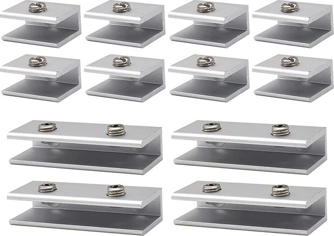 12 Adet Cam Zemin Taşıyıcı, 6-8 mm Raf Tutucu, Cam Tutucu Krom, Alüminyum Alaşım Cam Kelepçe Dikdörtgen 6-8 Mm, Cam ve Ahşap Zeminler Için Sağlam Raf Taşıyıcı