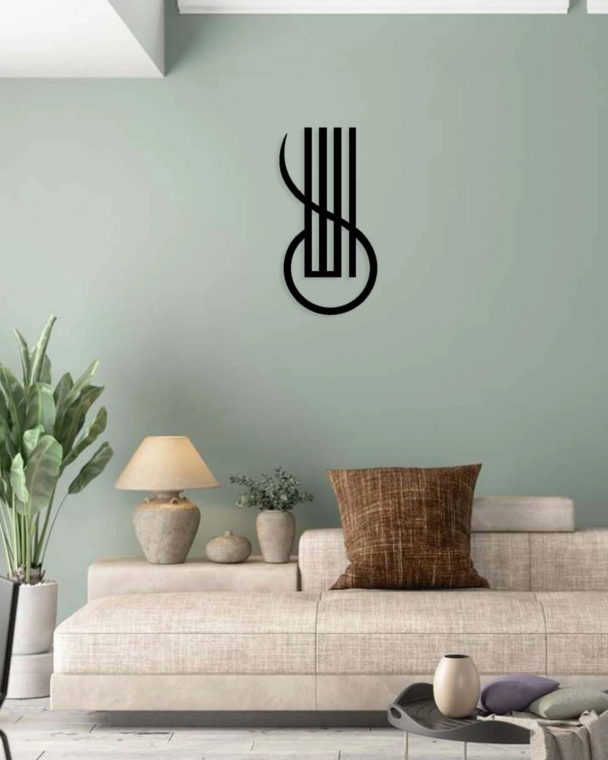 -Allah Islami Metal Tablo - Islami Ev Dekorasyonu - Dini Duvar Tabloları - 70 X 30 - Cm - Sıyah-Islm-067