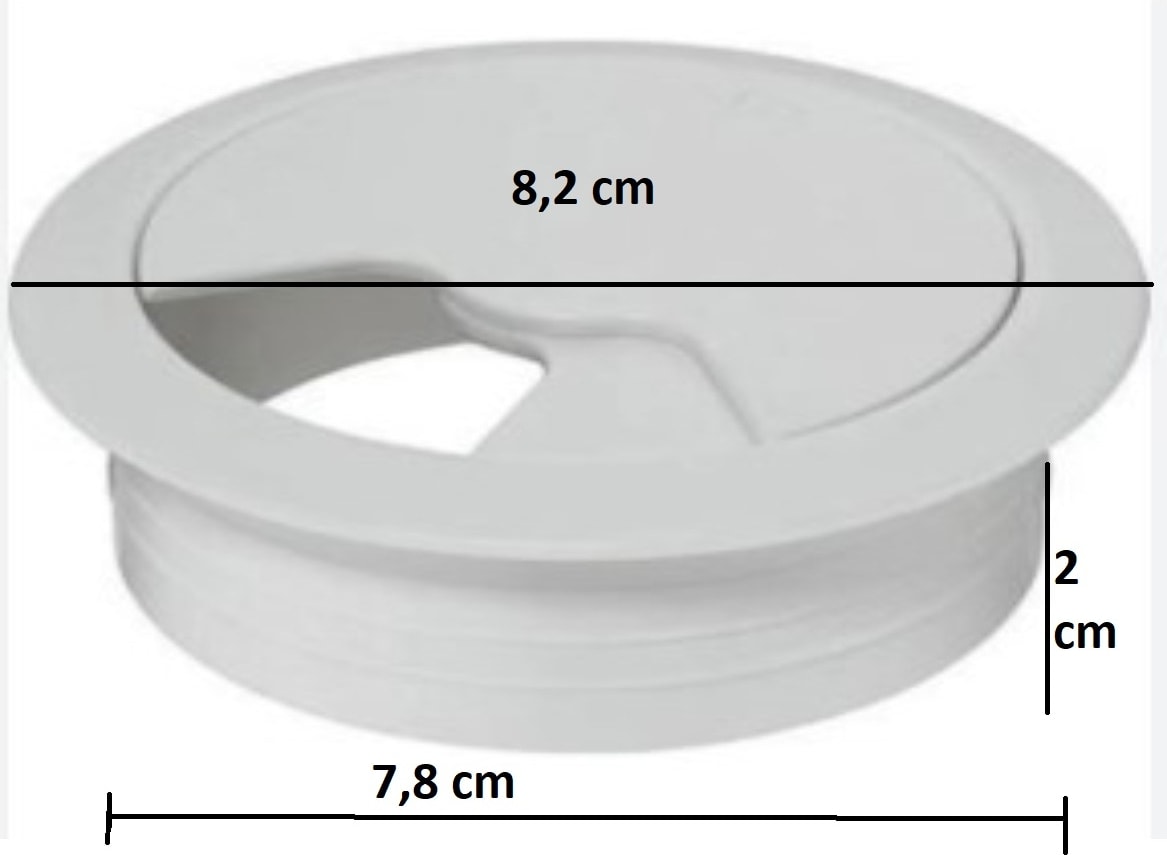 Masa Üstü Kablo Kanalı Deliği Kapağı Beyaz Masa Kapağı 8 cm (5 Adet)