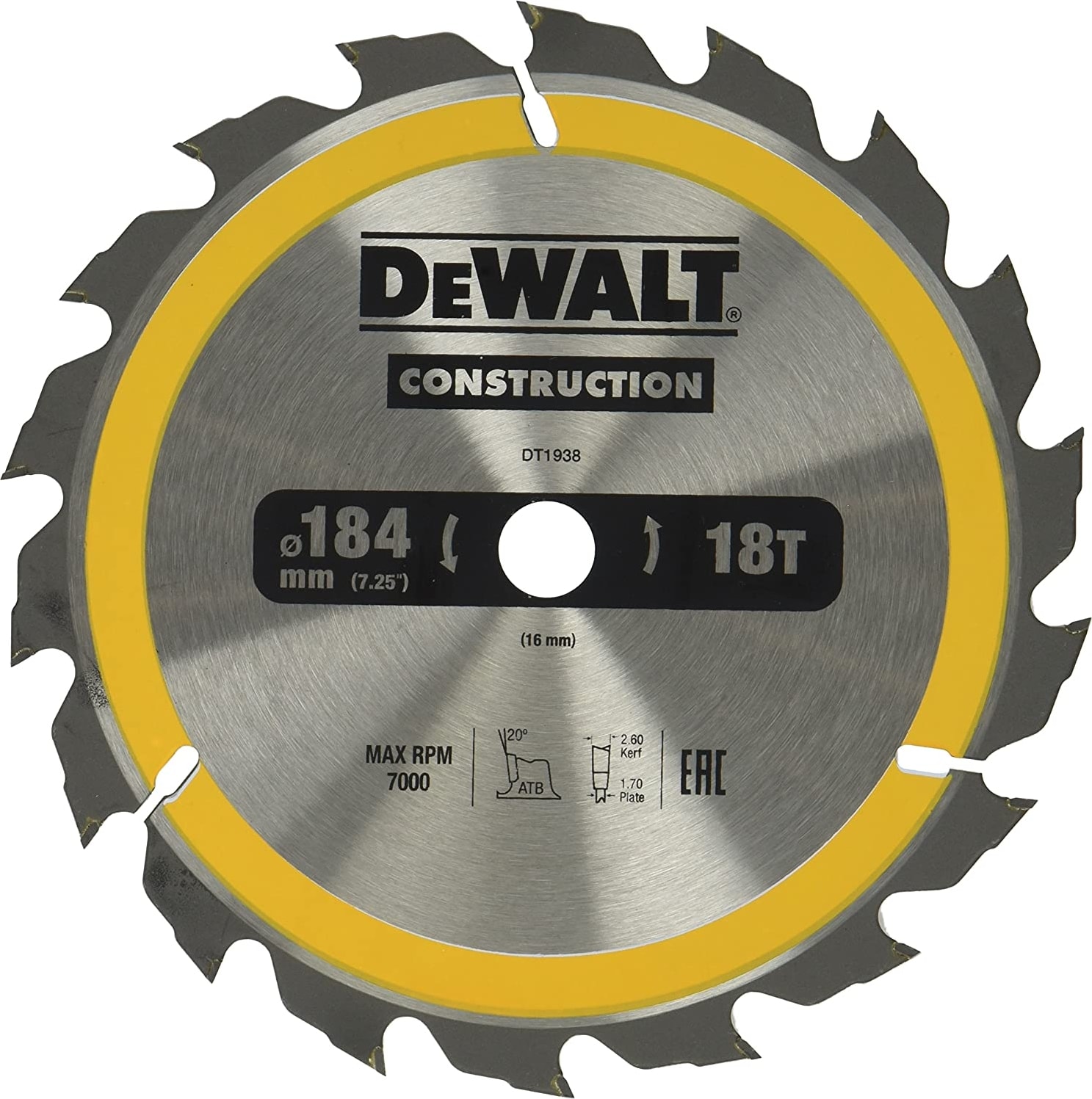 DEWALT DT1938 Elmas Daire Testere 184X18