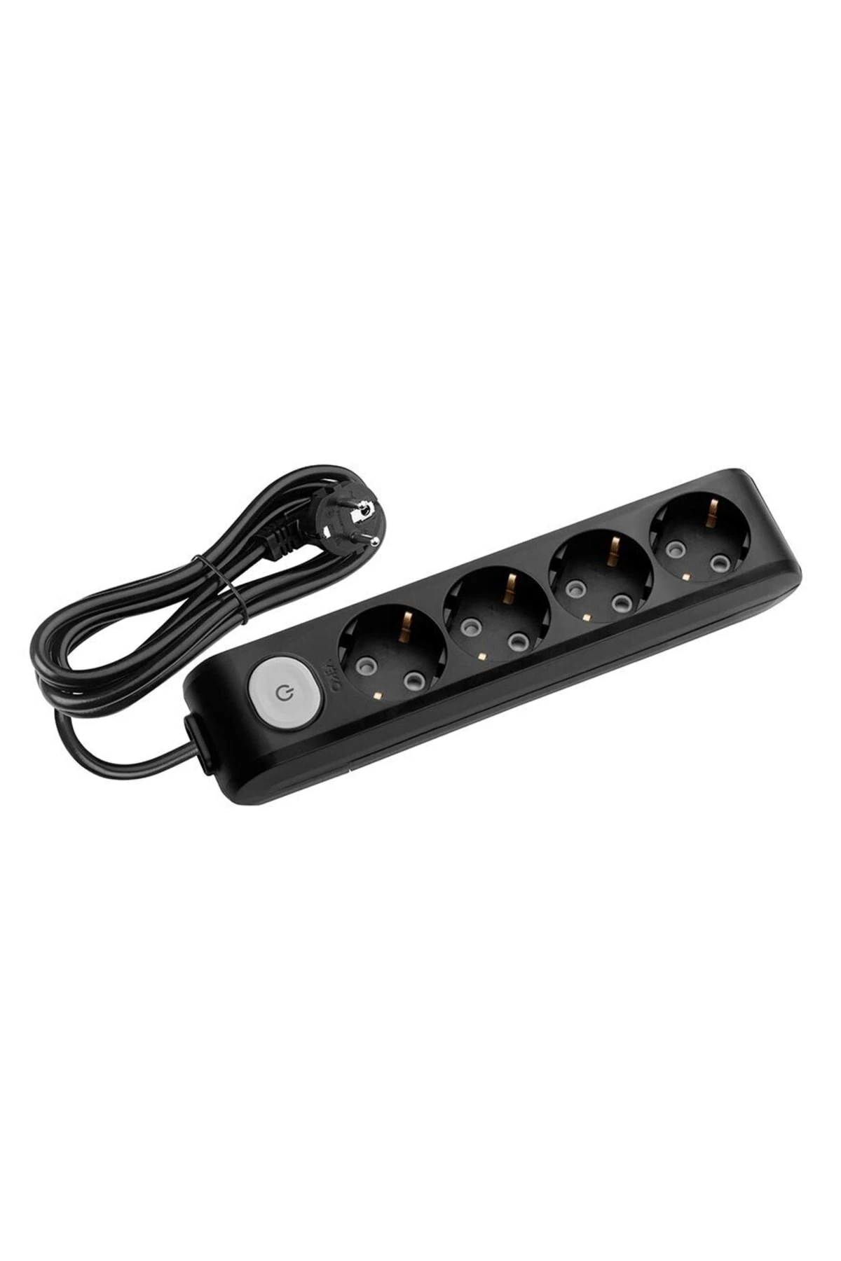 Multi-let Siyah Dörtlü Priz Anh Top Kablo