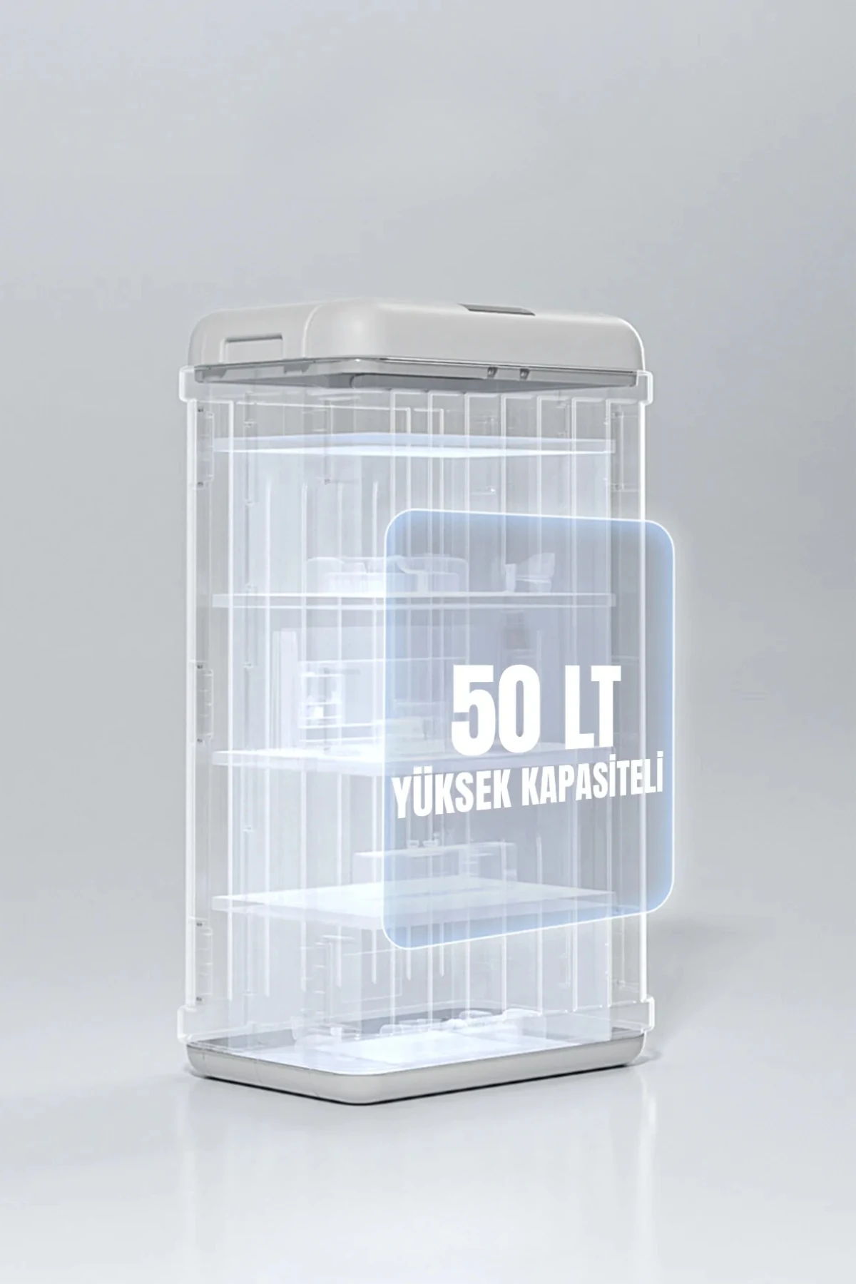 Sensörlü Dekoratif Katlanabilir Plastik Çöp Kovası, 50 lt