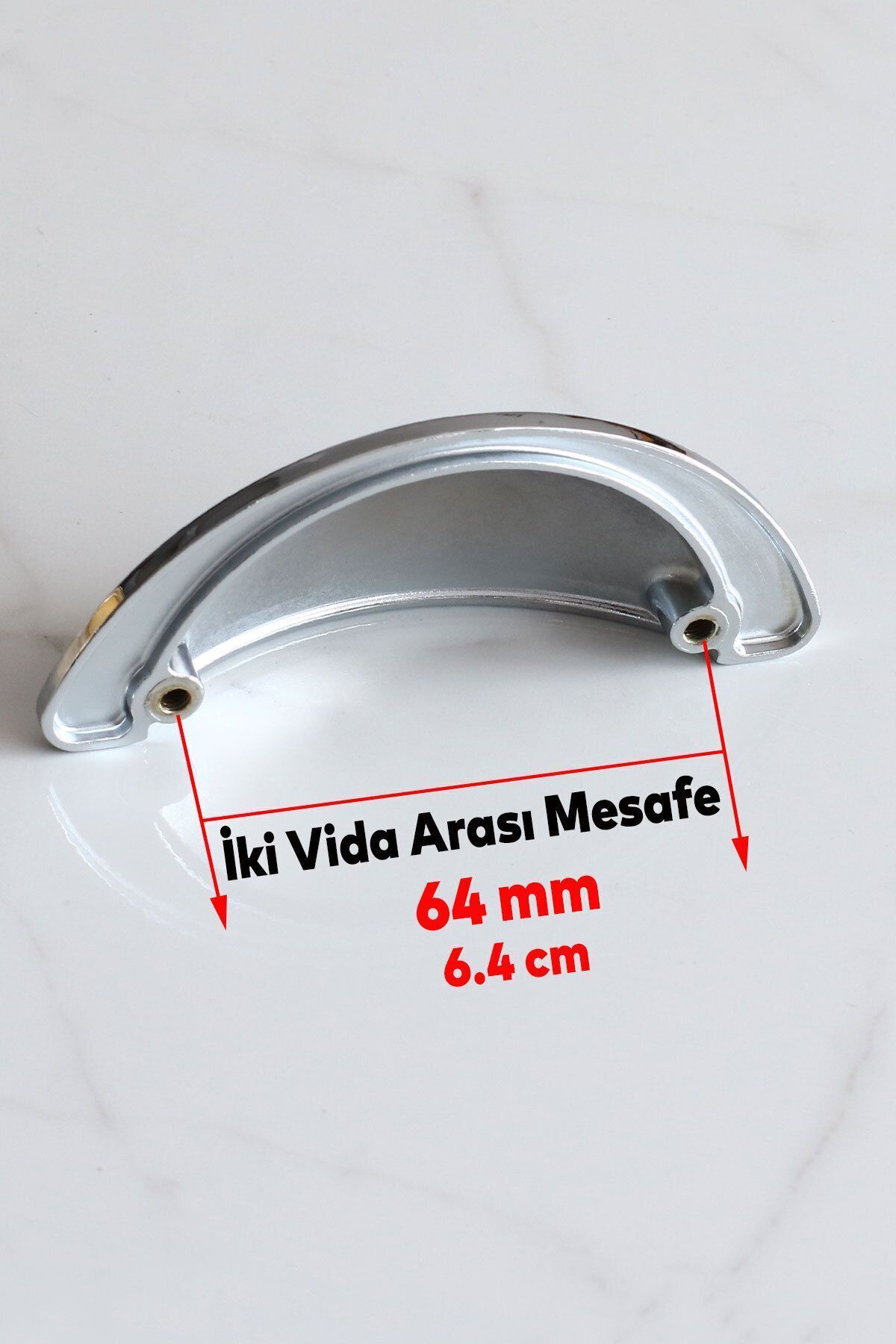 BADEM10 Yelken Midye Çanak 64 Mm Düğme Krom Mobilya Mutfak Çekmece Dolabı Dolap Kulpları Kulpu Kulbu
