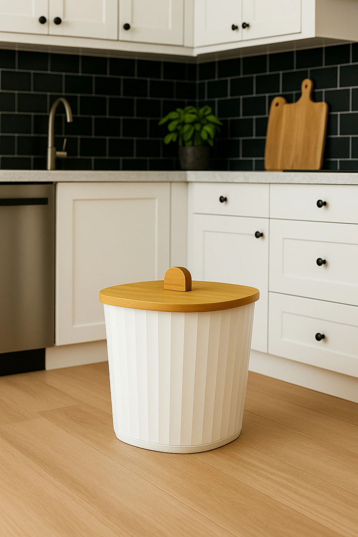 Bambu Kapaklı 15 LT Çöp Kovası – Doğal ve Şık Mutfak Çöp Kovası