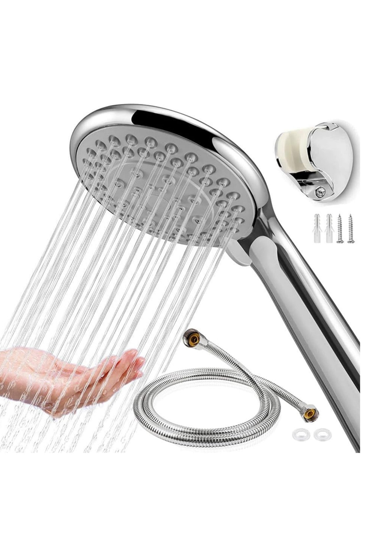 5 Fonksiyonllu Lüx Duş Seti Hortum Mafsal Ve Başlık Set Full takım