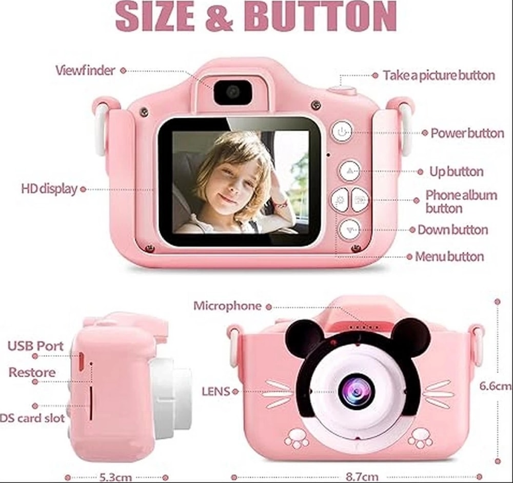 Buğz Çocuk Dijital Fotoğraf Makinası 20 Mp Video Kaydedici 2.0 Inç Çift Kameralı