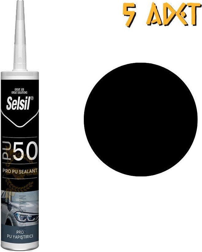 Poliüretan Mastik Yapıştırıcı PU50 Siyah 280 Ml. - 5 Adet