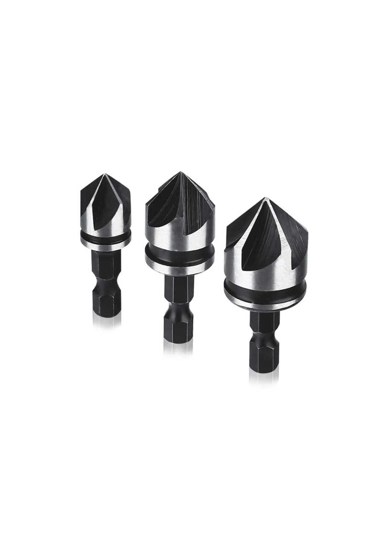 SGS1474 3 Parça Havşa Açma Matkap Ucu Seti HSS Bits Uçlu Paslanmaz Çelik Kalın 12-16-19 mm