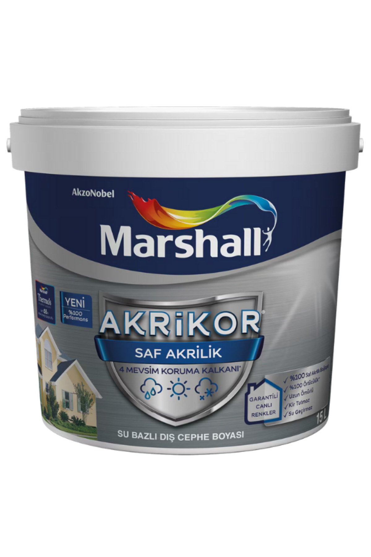Akrikor Saf Akrilik Dış Cephe Boyası ANTRASİT 7016 15 Lt