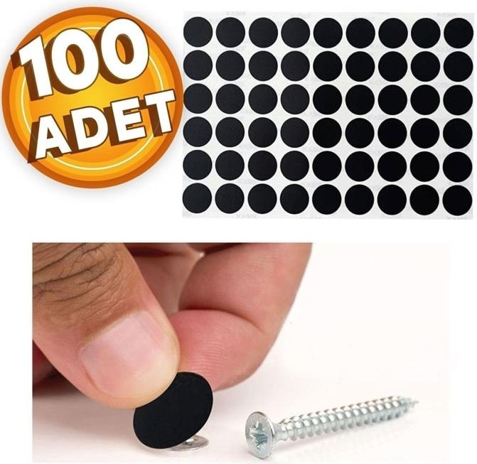 100 Adet Siyah Ahşap Mobilya Dolapları Için Kendinden Yapışkanlı Vida Tapası Tıpası Kapatıcı